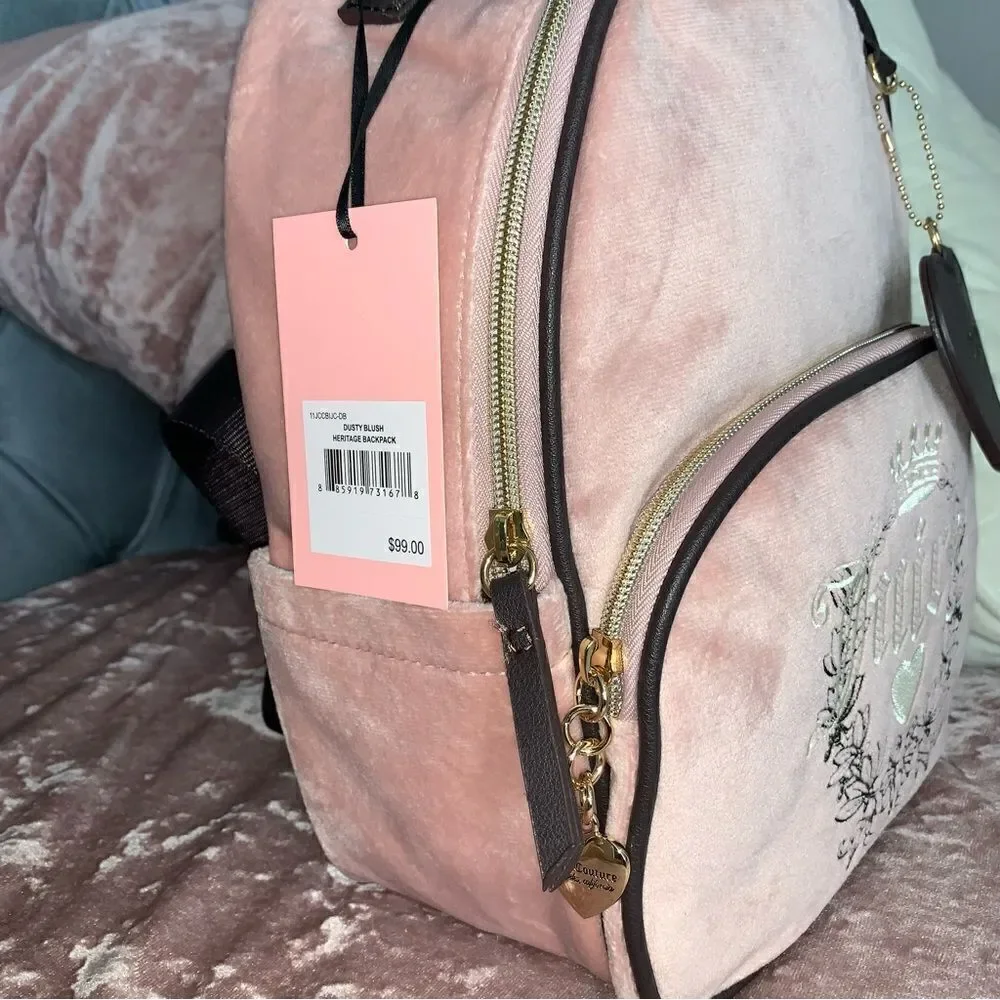 Pink Velour Heritage Juicy Couture backpack bookbag